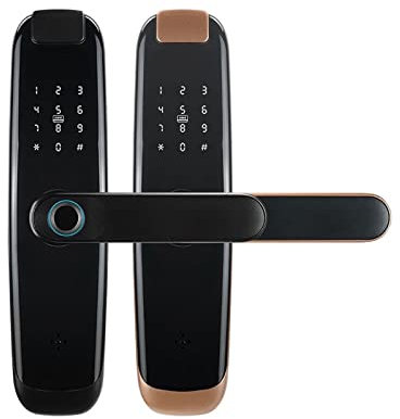 Smart Door Lock, TUYA APP Compatible App Unlock Smart Door Lock for Home Wood Door with Fingerprint Handle Combination Rfid Card,Home Office Apartment(22-125(5050),Nero)