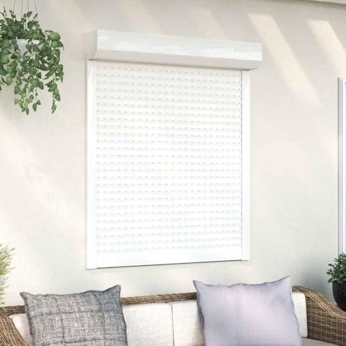 BOWEKAM Home & Garden - Tapparella avvolgibile in alluminio, 100 x 120 cm, colore: bianco