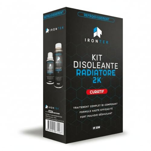 Déshuilant Radiateur 2K Curatif 2x150ml - IRONTEK | IT226 | Bi-Composant | Élimine Huile Boues Tartre | sans Démontage | Nettoyage Complet Système Refroidissement
