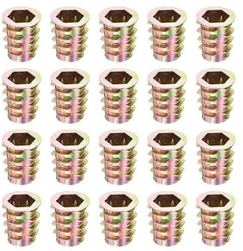 sourcing map 40Pcs Threaded Inserts, M10-1.5x20 Zinc Alloy Hex-Flanged Nut Threaded Inserts, Hex Socket Drive Nut Threaded Inserts Bolt Fastener Connector for Wood, Furniture Nuts