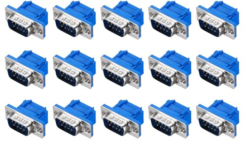 sourcing map D-sub Connector DB9 IDC Crimp Connector Male Socket 9-pin 2-Row Male Serial Port Terminal Breakout for Mechanical Equipment CNC Computers Pack of 15