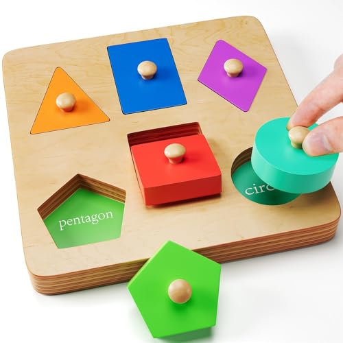 KmmiFF Holzpuzzle 1 Jahr, Montessori Spielzeug 1 2 Jahr Geburtstag Geschenke, Steckspiel Babyspielzeug Farben Formen lernspielzeug Motorikspielzeug 12 18 Monate Kinder Junge mädchen