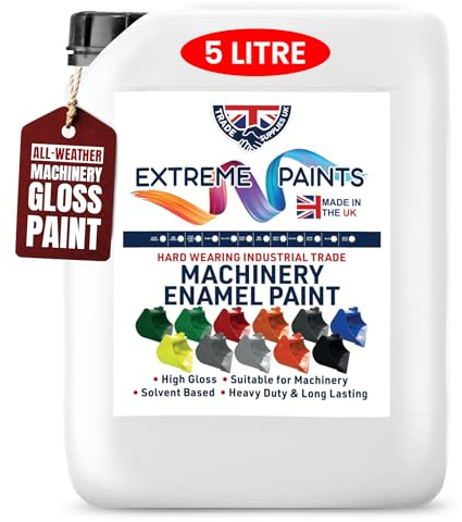 TRADE SUPPLIES UK - Extreme Paints Heavy Duty Machinery Enamel - Gloss Finish for Metal and Wood - PARENT (Black, 5 Liters)