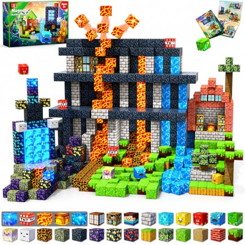 GraceDuck Magnetic Building Blocks, Dark Light 150 Pcs Original Craft STEM Toy Set, Kids Learning Educational Construction Sensory Toys for 3 4 5 6 7 8 9 10 Year Old Boys Girls Gift