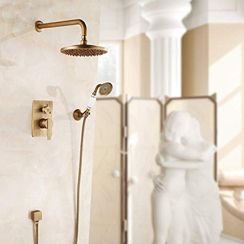 QUEAWOQ Bathroom Shower Faucets Antique Bath Rain Shower Wall Concealed Bathroom Faucets Shower Set Faucet Mixer Tap-Antique Brass Octopus feet