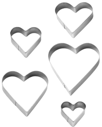 5 Pcs Heart Shaped Cake Tin Cookie Cutter,Cutters for Baking Set,Valentines Decorations Biscuit Stainless Steel Mould,Valentine Love,for Valentine's Day,Easter Cupcake,Pastry,Scones