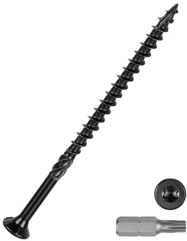DTGN #10x3-1/2 Deck Screws - 300Pack - Good for Decks, Fences, Frames, Farms, Outdoor Furniture - Carbon Steel Wood Screws Decking Screws Epoxy Coated W/ T25 Torx Star Drive Bit- Black