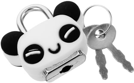 HOMSFOU Set Di 1 Piccolo Lucchetto Chiave a Forma Di Panda, Serratura Per Armadietto e Bagagli, Mini Lucchetto Metallico Per Casa e Viaggi, Resistente e Sicuro Per Zaini e Valigette