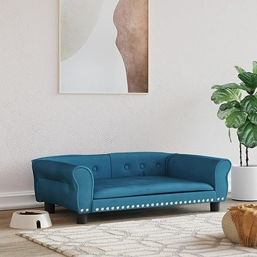 Xichuzi Hundebett Blau 95x55x30 cm Samt, Hundesofa, Hunde Bett, Hundekissen, Dog Bed, Kuschelbett Katzen, Hunde Couch, Hunde Sofabett, 171810