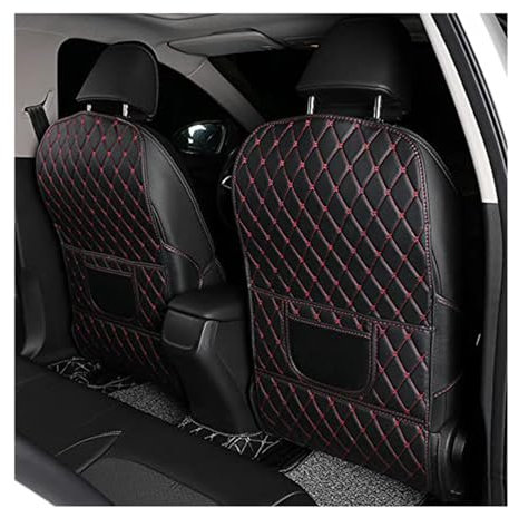 TVVXIO 2 Stücke Autositz Rückenlehnenschutz für VW Touran 1.Gen (1T) 2006-2010 2011 2012 2013 2014 2015, PU Leder Auto Rücksitzschoner Anti-Kick Matte Organizer Sitzschutz ZubehöR,B