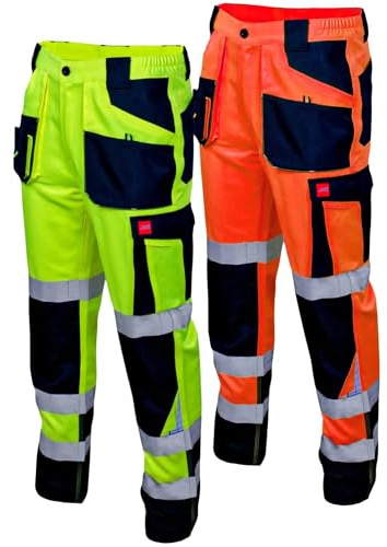 Art.Master Warnschutz Arbeitshose Orange Herren Größe 50 - robuste Warnschutzhose mit Reflexstreifen und Kniepolstertaschen - Stretch Bundhose EN 20471 für Straßenbau Handwerk BAU Industrie Sanitäter