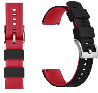 MENGKE Silikonarmband 20mm 22mm Quick Release Gummi Klockor Armband For Herr Dam Vattentät Ersättningsurband(Black Red 1,20mm)