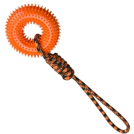Tanxier Juguetes Chirriantes para Perros - Anillo con Púas para Mordedores Agresivos,Anillo para Morder con Cuerda para Perros Fuertes para Jardín Parques Y Exterior