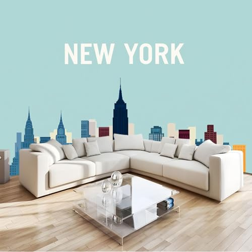 Fotomurales infantiles Horizonte de la ciudad de Nueva York estilo retro Papel pintado 3D Tv Fondo Pared Moderno Doficina ormitorio Murales Fotomurales Decorativos 200 x 140 cm