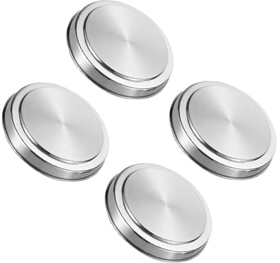 Couvercles Ronds de Brûleur de Cuisinière 4 Pièces en Acier Inoxydable | Accessoires Argentés Cuisine, Nettoyage Facile, Retrait Rapide, Design Sobre et Élégant, Prévention des Salissures