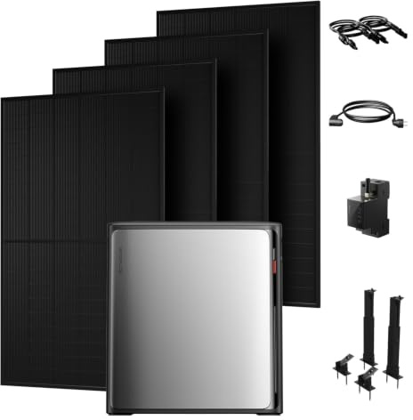 Powerness® All in One 2000W Balkonkraftwerk mit Speicher 3840Wh, ECOFLOW STREAM Ultra X mit 4 MPPT und Flachdach Halterung, Smarten Zähler&Zubehör Komplettset, 4×500W Solarmodule (0% MwSt)