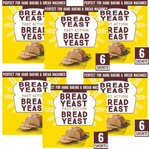 Fast Action Bread Yeast 42g - 6 x Sachets in Pack - Blend of Dried Yeast - Perfect for Hand Baking & Bread Machines (6 x Packs)