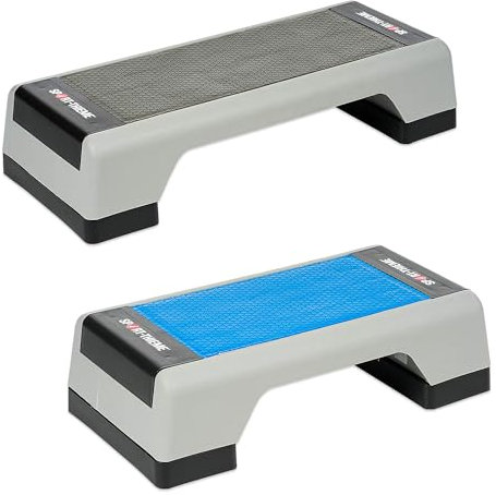 Sport-Thieme Aerobic-Stepper, Steppbrett | Rutschfestes, Höhenverstellbares Trainings Stepbench für zu Hause | Bis 100 kg belastbar | In Zwei Größen | Grau o. Blau | Markenqualität
