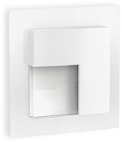 SSC-LUXon LED Wandleuchte TAJO in Schwarz mit 1W 230V - Einbaulicht zur Treppenbeleuchtung mit warmweißer Leuchtfarbe 3100K, Produktausführung:Weiß