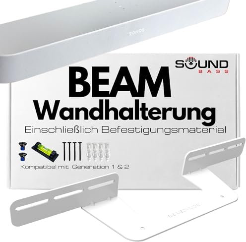 Sound bass Support de Barre de Son pour Sonos Beam Compatible avec la Barre de Son Sonos Beam générations 1 et 2 Comprenant Tout Le matériel de Montage nécessaire, Support de Montage, Blanc