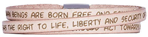 GILARDY GHR-BR1RB54 Human Rights Leder-Armband BR1 in der Farbe Baby Rosa mit Gravur der Menschenrechte 54 cm - Small