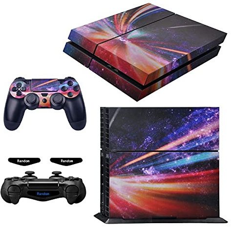 eXtremeRate Adesivo Skin per ps4 Console Controller, 2 Cover Skin Controller Decalcomanie&2 Adesivi Sticker LED Lightbar Barra Luminosa per ps4 Console Joystick(Galassia Colorata)