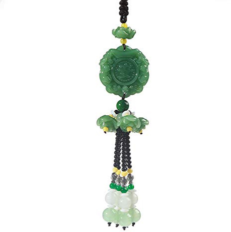 Chinese Traditional Style Green Crystal Hanging Decoration House Door Window Charm Hanging Pendant Amulet Pray for Luck Safety (Lucky and safe)