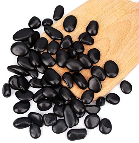 CFKJ 18 Pounds Black Pebbles Aquarium Gravel River Rock, Natural Polished Decorative Gravel,Garden Ornamental Pebbles Rocks,Black Decorative Stones,Black Pebbles, Decor Gravel for Landscaping (Black)