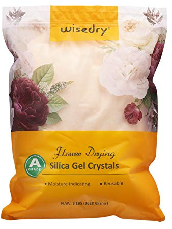 Wisedry Silicagel zum Trocknen von Blumen 8 LBS (3,6 kg), Feine Kristalle, Kieselgel Trockenmittel, Wiederverwendbares Blumenschutzmittel, Silica Gel mit Indikator