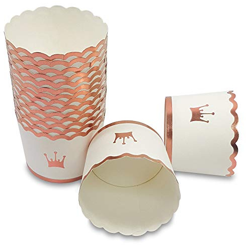 Frau WUNDERVoll® 50 Muffin BACKFORMEN Krone Rosegold Durchmesser 6,1 cm/Muffinbackform, Muffinform, Backformen, Backförmchen, Cupcake Formen, Muffin Förmchen Papier
