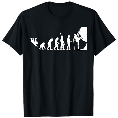 Lustige Kletter Geschenke & Shirts Co. Damen Kletter Evolution Boulder Klettern Bergsteigen Bergsteiger T-Shirt Schwarz S V-Ausschnitt Halbarm Klassische Passform Polyester