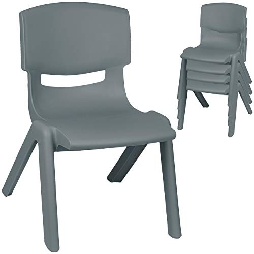 alles-meine.de GmbH 2 Stück - Kinderstühle/Stühle - Farbwahl - grau - anthrazit - Plastik - bis 100 kg belastbar/kippsicher - für INNEN & AUßEN - 0-99 Jahre - stapelbar - G..