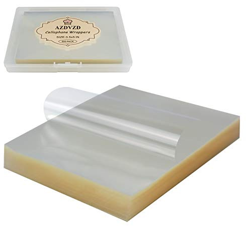 Godisförpackningar, karamell och choklad, naturlig cellofan, 500 fyrkantiga blad, 8,9 x 12,7 cm, karamellpapper, godis, nappar