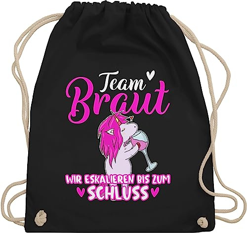 Turnbeutel Rucksack - JGA Junggesellenabschied Frauen - Team Braut - Einhorn Eskalieren - Unisize - Schwarz - beutel crew brauttaschen bachelorette party juterucksäcke