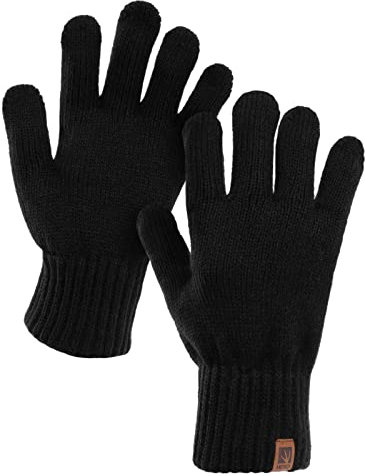 HEYO Winterhandschuhe Herren Handschuhe mit Fleece gefüttert Schwarz HRM001