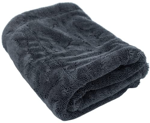 renideo Auto Trockentuch - Blac - Premium Tuch zur professionellen Autopflege, randlos, extra Starke Saugkraft, extrem saugstark, fusselfrei und lackschonend, 80 x 50 cm