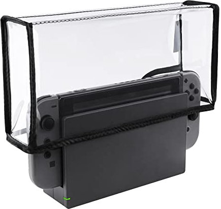 PlayVital Cover Antipolvere per Nintendo Switch/OLED,Copertura PVC Coperchio Protettivo Impermeabile Antigraffio per Nintendo Switch Charging Dock-Trasparente
