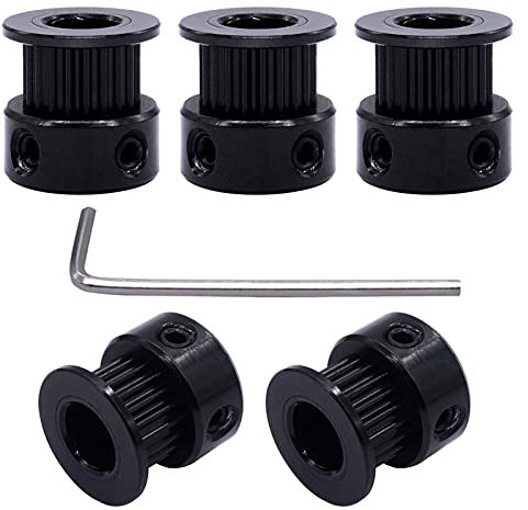 FACDEM 5 Stück 8 mm Bohrung 20 Zähne GT2 Riemenscheibe für 3D-Drucker 6 mm Breite 20T Zahnriemen Aluminium Riemenscheibe (Größe: 8 mm)