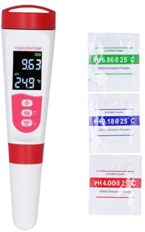 Tester Digitale per Acqua, 4 in 1 TDS EC PH Penna per Test di Temperatura Display Retroilluminato Rilevatore di qualità dell'Acqua Ad Alta Sensibilità per Acqua Potabile, Vino