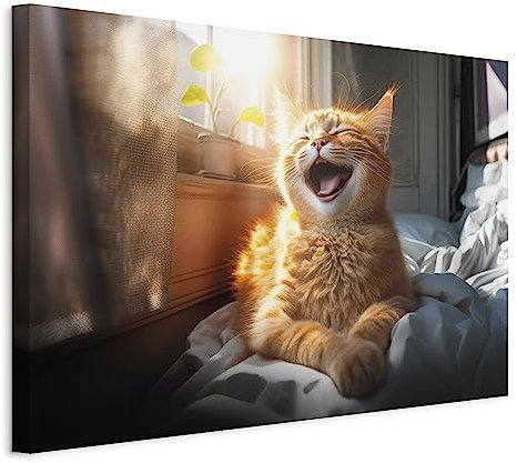 murando - Akustikbild Katze lustig Bilder 120x80 cm Akustikschaum Hochleistungsschallabsorber Schallschutz 1 tlg Wandbild Raumakustik Schalldämmung fuchsrote Kätzchen Bettzeug