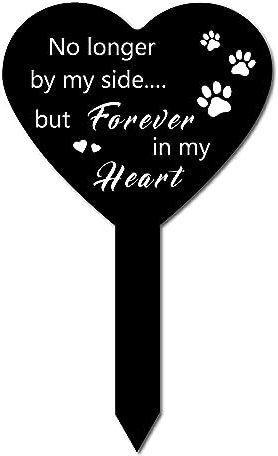 CREATCABIN Acrylic Grave Stake Memorial Grave Markers Waterproof Heart Shaped Paw Print Sympathy Garden Stake Memorial Gifts Cemetery Decoration for Outdoors Yard 10 x 6inch