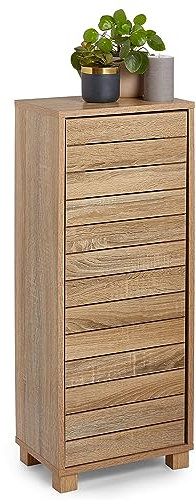 VonHaus Bathroom Storage Cabinet – Oak Wood Effect Bathroom Floor Cabinet with Handleless Design - Small Floor Standing Cupboard - Storage Unit for Kitchen & Hallway - Chester