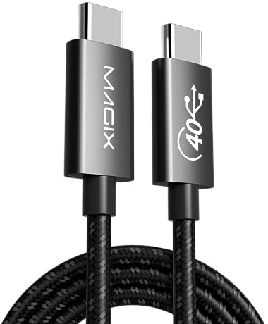 Magix Cavo USB C 100W 1M Nero, Ricarica Rapida PD 5A, Velocità di trasferimento Dati 40Gbps, 8K 60Hz, Thunderbolt 4, Compatibile con Macbook Pro/Air, iPad Pro 2021/Air 5, Galaxy S23/S22, Pixel, etc.