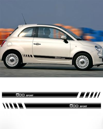 LALAIJDOU Autoaufkleber Dekorative Streifen, Seitenstreifen Aufkleber Set für Fiat Abarth 500 595 (Schwarz)