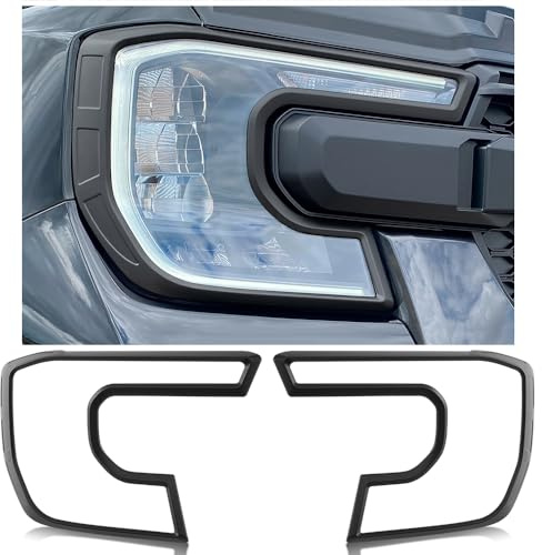 JHCHAN Scheinwerferblenden für Ford Ranger T9 2023-2026 Wildtrak Raptor Limited Zubehör, ABS Schwarze Scheinwerfer Abdeckung Blenden, Frontlicht Rahmen Scheinwerfercover