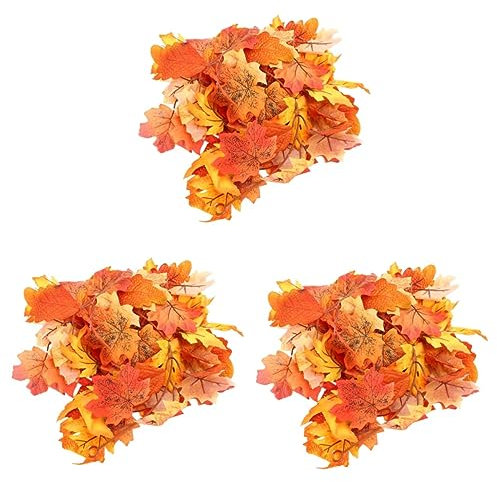 MAGICLULU 3stücke Dekorative Kunst-Maple Rattan Mit Simulierten Blättern Herbstliche Hängedekoration Für Halloween Und Thanksgiving Für Haus Garten Und Feste Doppelte Ahornblätter