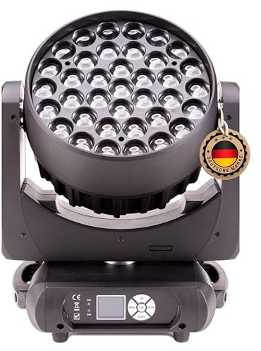 ETEC Professional LED Moving Head Washer Z37 mit Zoomfunktion 37x15 Watt 4in1 RGBW 7 LED-Segmente DMX Veranstaltung Bühnenbeleuchtung Party Disco Show DJ Farbmischung Event