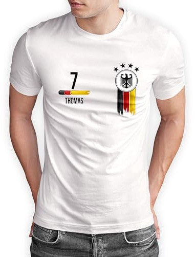 True Statements Deutschland T-Shirt „WM 2026“ Germany Trikot Fußball Shirt Herren Damen Unisex Weltmeisterschaft - personalisiert mit Zahl & Namen - Fanartikel Fan-Outfit - EU Größen S bis 5XL