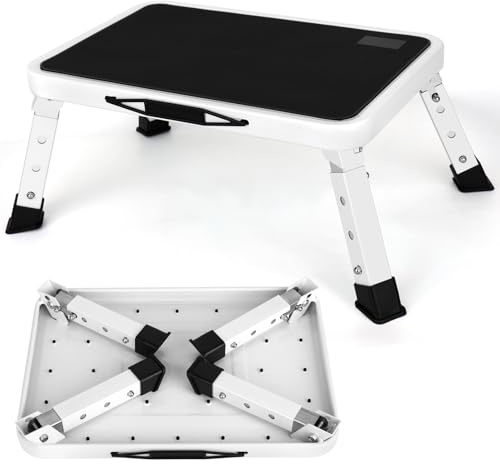 Sgabello pieghevole con altezza regolabile in 3 gradini, scala con piattaforma antiscivolo da 25,4 x 38,1 cm, sgabello pieghevole a un gradino, ideale per cucina, bagno, camper, campeggio, ufficio,