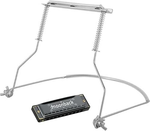 Mundharmonika, Mundharmonika-Halter-Set, 10 Löcher Mundharmonika Diatonische Blues Mundharmonika Tonart C, verstellbare Mundharmonika Professioneller Mundharmonika-Halter Hals für Anfänger, Studenten,